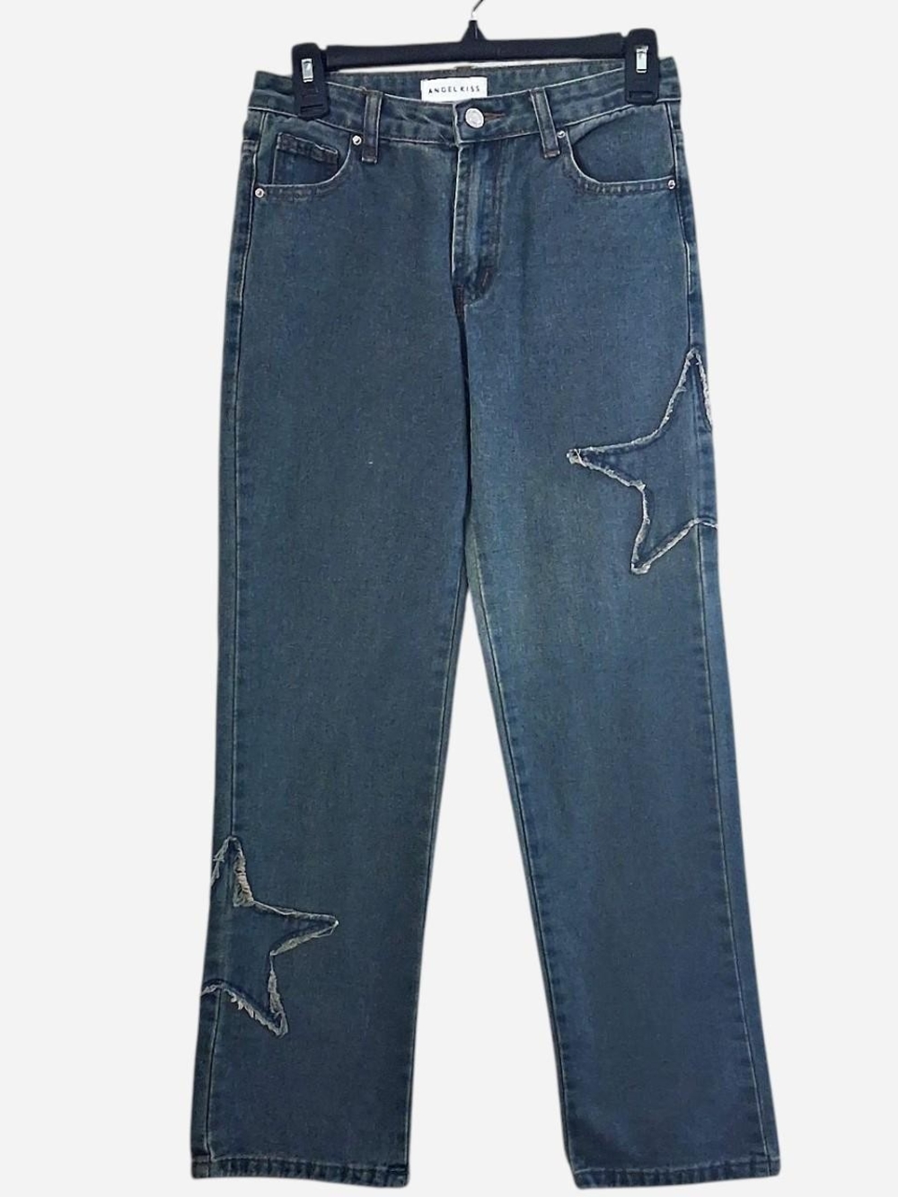 Angel Kiss Kids Dark Blue Straight-Leg Jeans with Star Appliqués